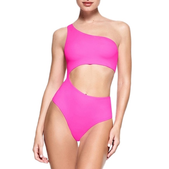 neon pink SKIMS fits everybody 1 shoulder cut out bodysuit | hot pink 💕 - Picture 7 of 10